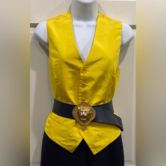 Miss Dior large lion brass buckle and blue leather belt - Picture 10 of 10